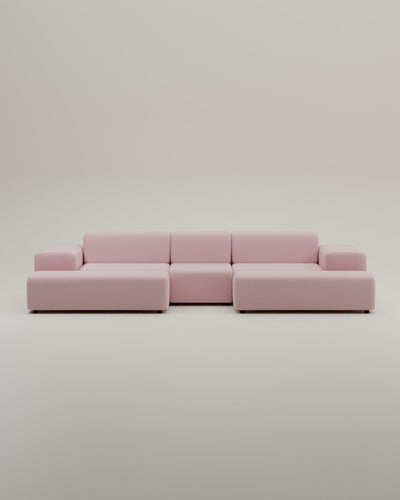 Revêtement en tissu - Canapé modulaire Nina en U / Canapé d'angle avec fonction couchage