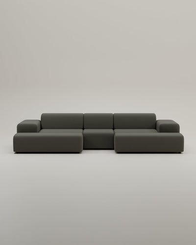 Revêtement en tissu - Canapé modulaire Nina en U / Canapé d'angle avec fonction couchage