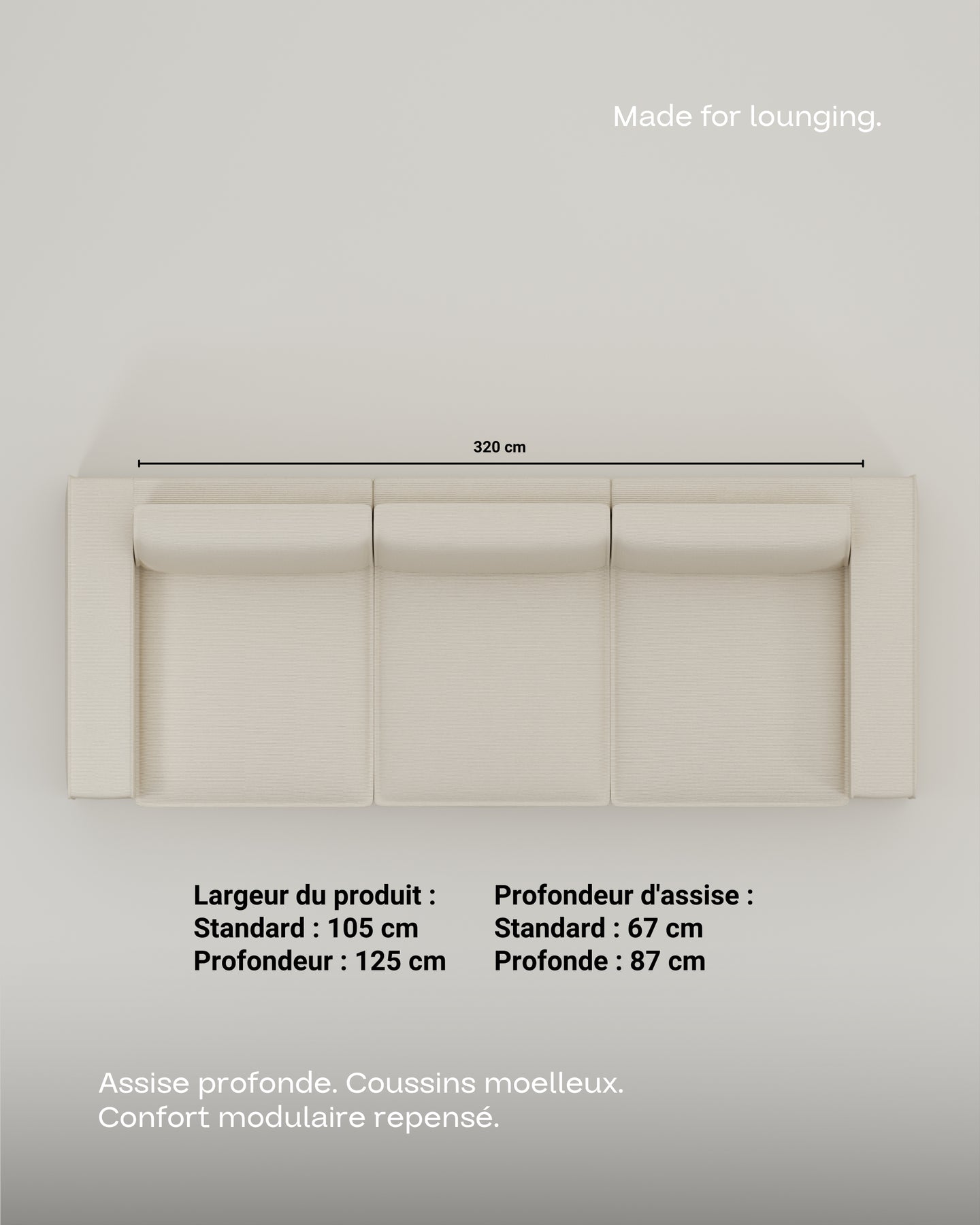 Canapé modulable Terra 3 places avec fonction couchage