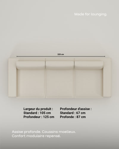 Canapé modulable Terra 3 places avec fonction couchage