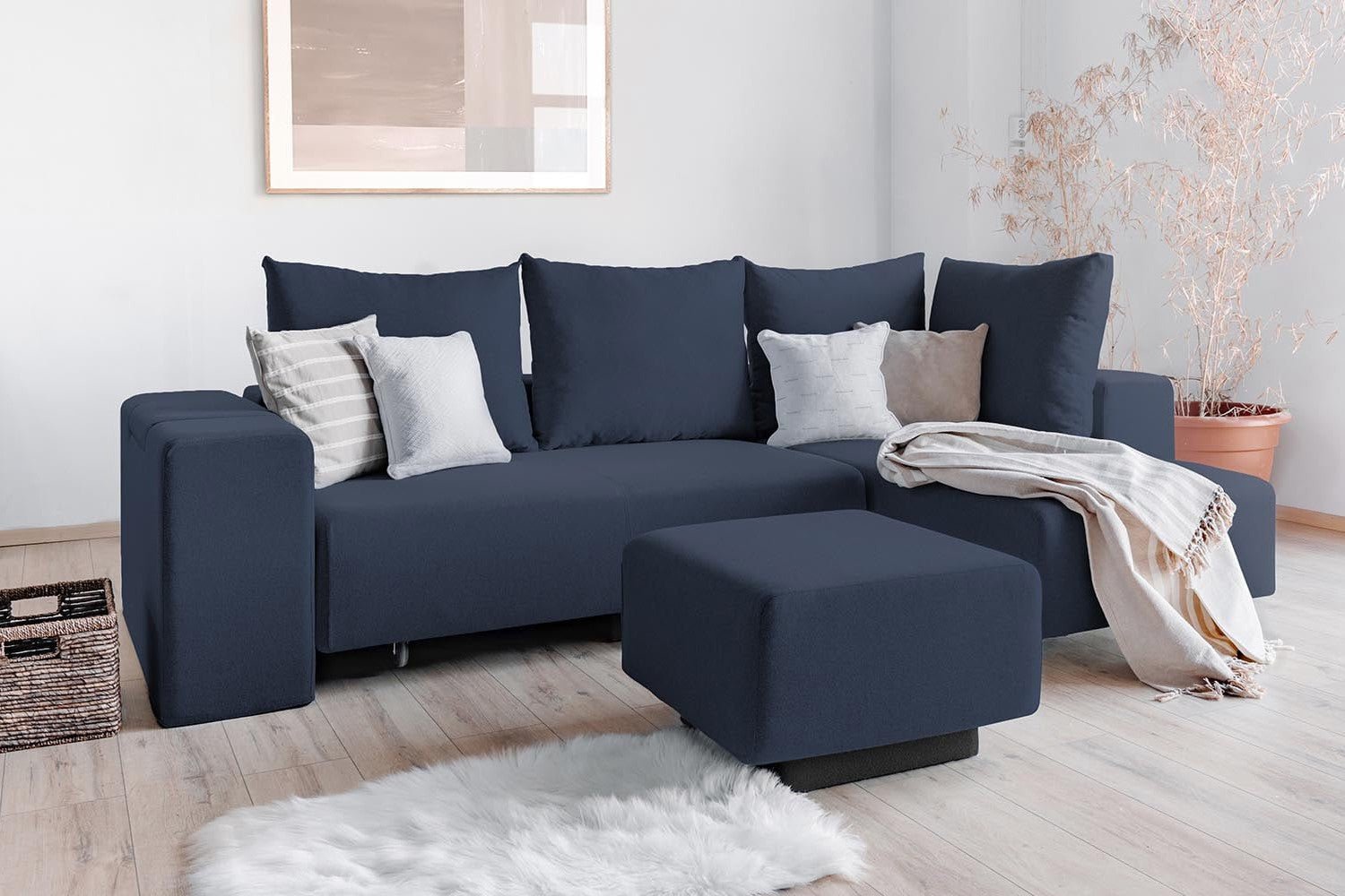 Modulares Sofa Amelie mit Schlaffunktion - Dunkel-Blau-Velare - Livom
