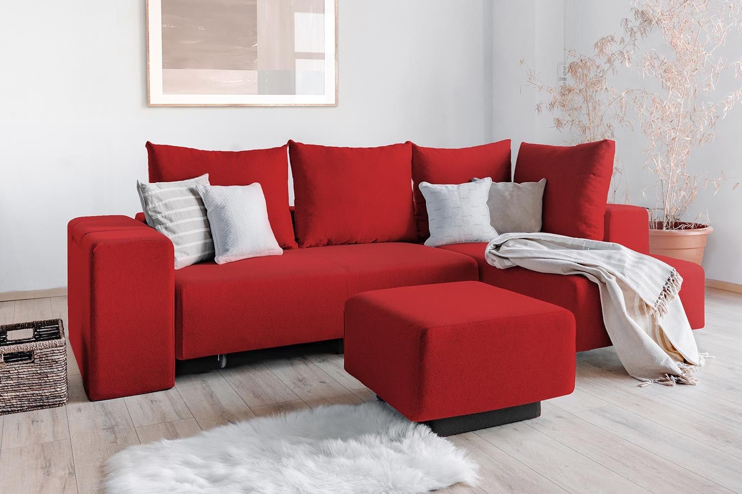Modulares Sofa Amelie mit Schlaffunktion - Rot-Velare - Livom