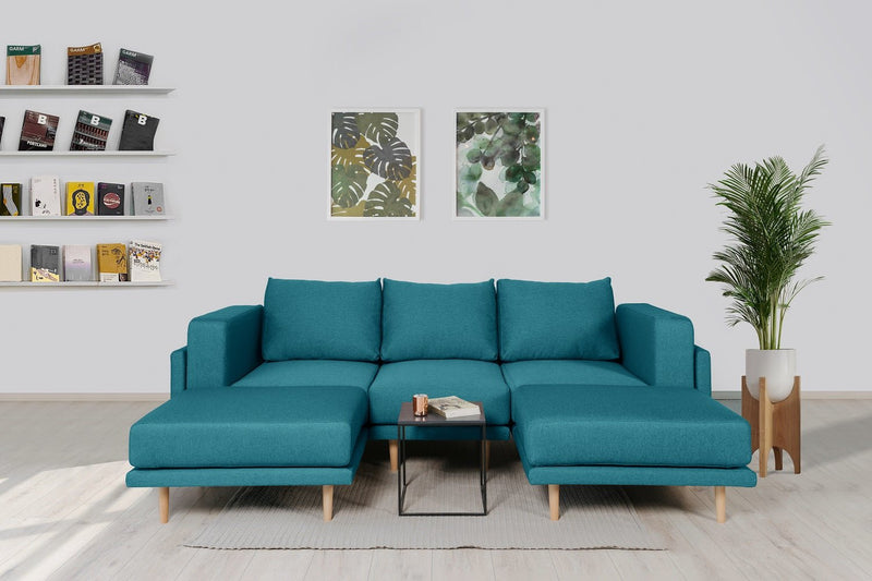 Modulares Sofa Donna U mit Schlaffunktion - Aquamarin-Mollia - Livom