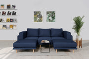 Modulares Sofa Donna U mit Schlaffunktion - Dunkel-Blau-Velare - Livom