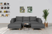 Modulares Sofa Donna U mit Schlaffunktion - Dunkel-Grau-Velare - Livom