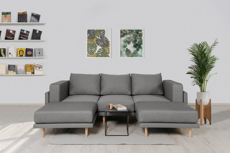 Modulares Sofa Donna U mit Schlaffunktion - Grau-Mollia - Livom
