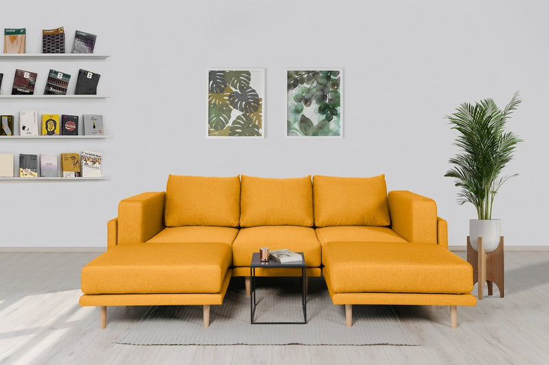 Modulares Sofa Donna U mit Schlaffunktion - Zitronengelb-Mollia - Livom
