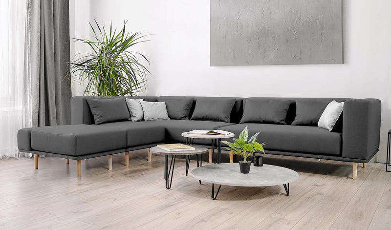 Modulares Sofa Jenny mit Schlaffunktion - Dunkel-Grau-Velare - Livom