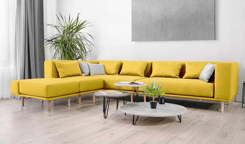 Modulares Sofa Jenny mit Schlaffunktion - Zitronengelb-Mollia - Livom