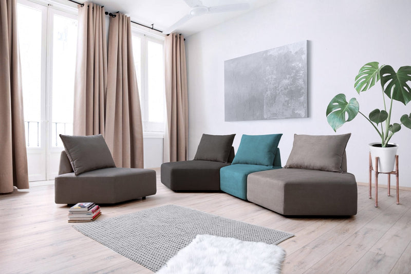 Modulares Sofa Katrina mit Schlaffunktion - Aquamarin-Velare - Livom