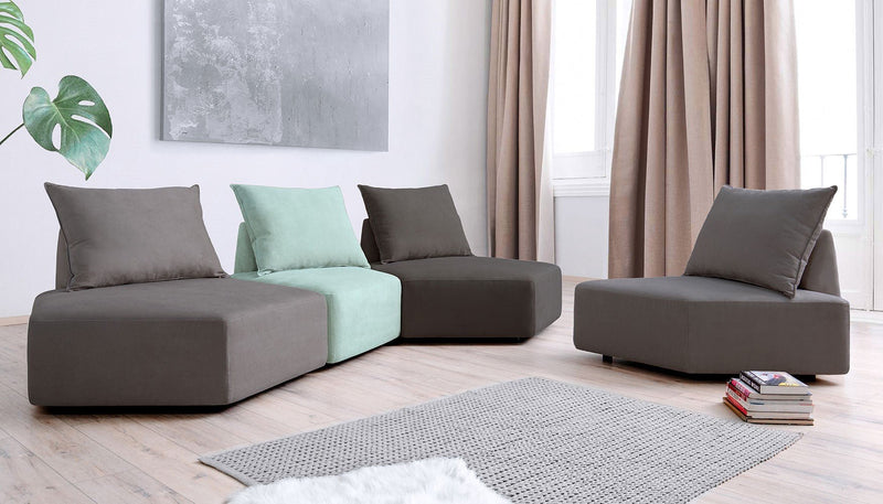 Modulares Sofa Katrina mit Schlaffunktion - Minze-Mollia - Livom
