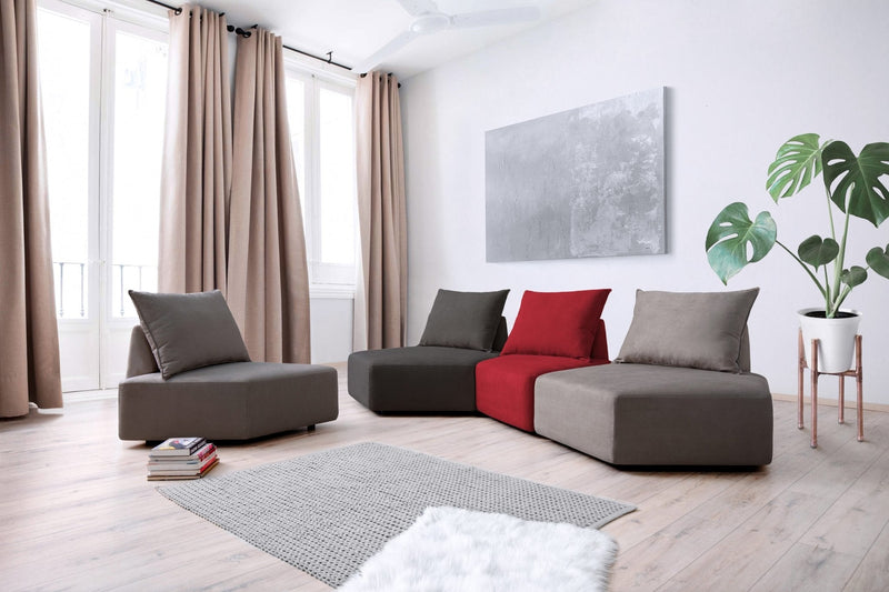 Modulares Sofa Katrina mit Schlaffunktion - Rot-Velare - Livom